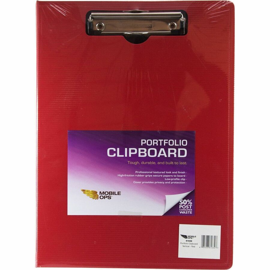 0.50" Clip Capacity - Top Opening - 8 1/2" x 11" Sheet Size - Red - 1 Each