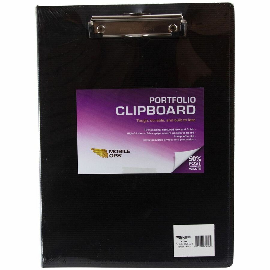 0.50" Clip Capacity - Top Opening - 8 1/2" x 11" Sheet Size - Black - 1 Each