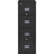FireKing Patriot Series 4-Drawer Vertical Fire Files, Letter Size, 17.8" W x 31.6" D x 52.8" H, Black, Fire Proof, Impact & Scratch Resistant, Locking Drawers, Recessed Handles, Ball Bearing Slides, 1 Each