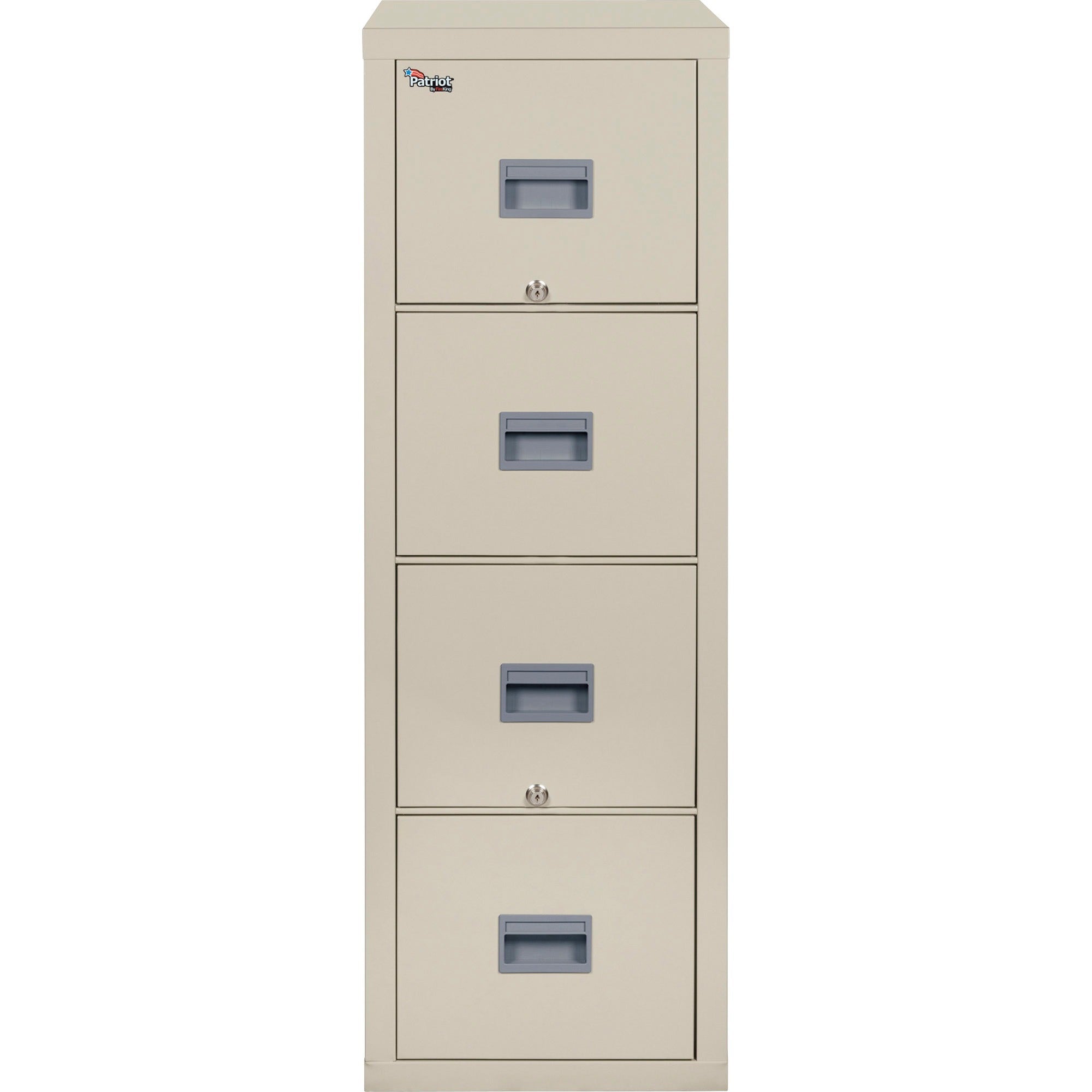 FireKing Patriot Series 4-Drawer Vertical Fire File Cabinet, Letter Size, 17.7" W x 31.6" D x 52.8" H, Parchment, 1 Each