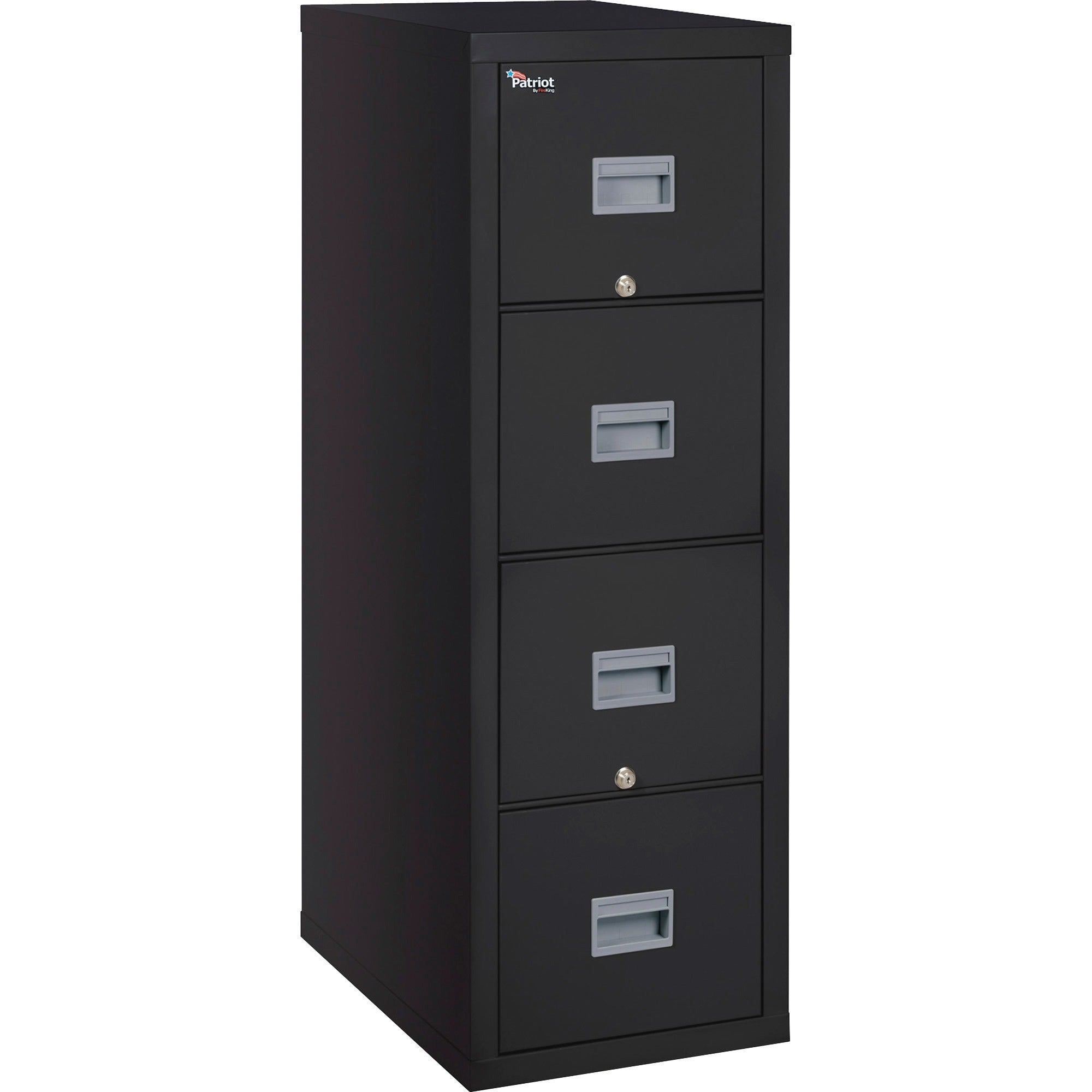 FireKing Patriot Series 4-Drawer Vertical File Cabinet, Legal Size, 20.8" W x 31.6" D x 52.8" H, Black, 1 Each
