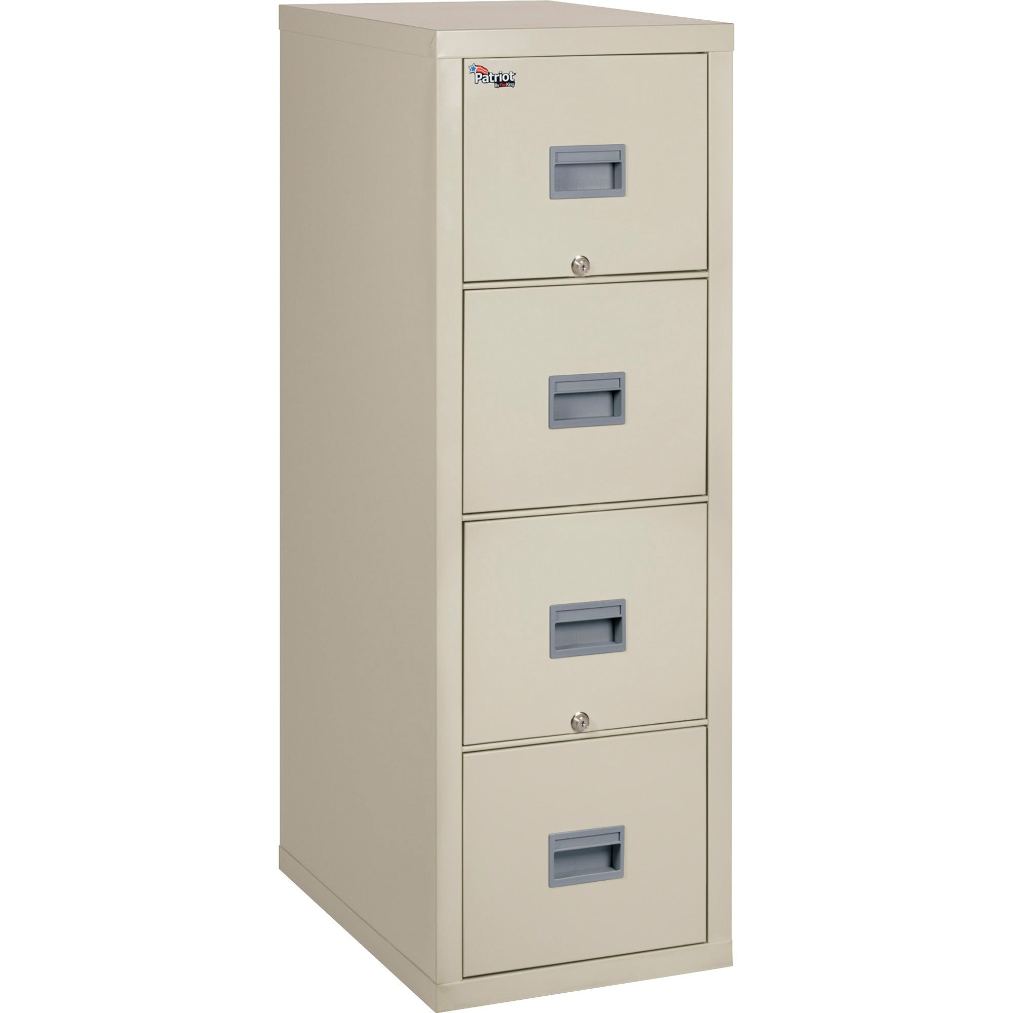 FireKing Patriot Series 4-Drawer Vertical Fire File Cabinet, Legal Size, 20.8" W x 31.6" D x 52.8" H, Parchment, Steel/Gypsum, 1 Each