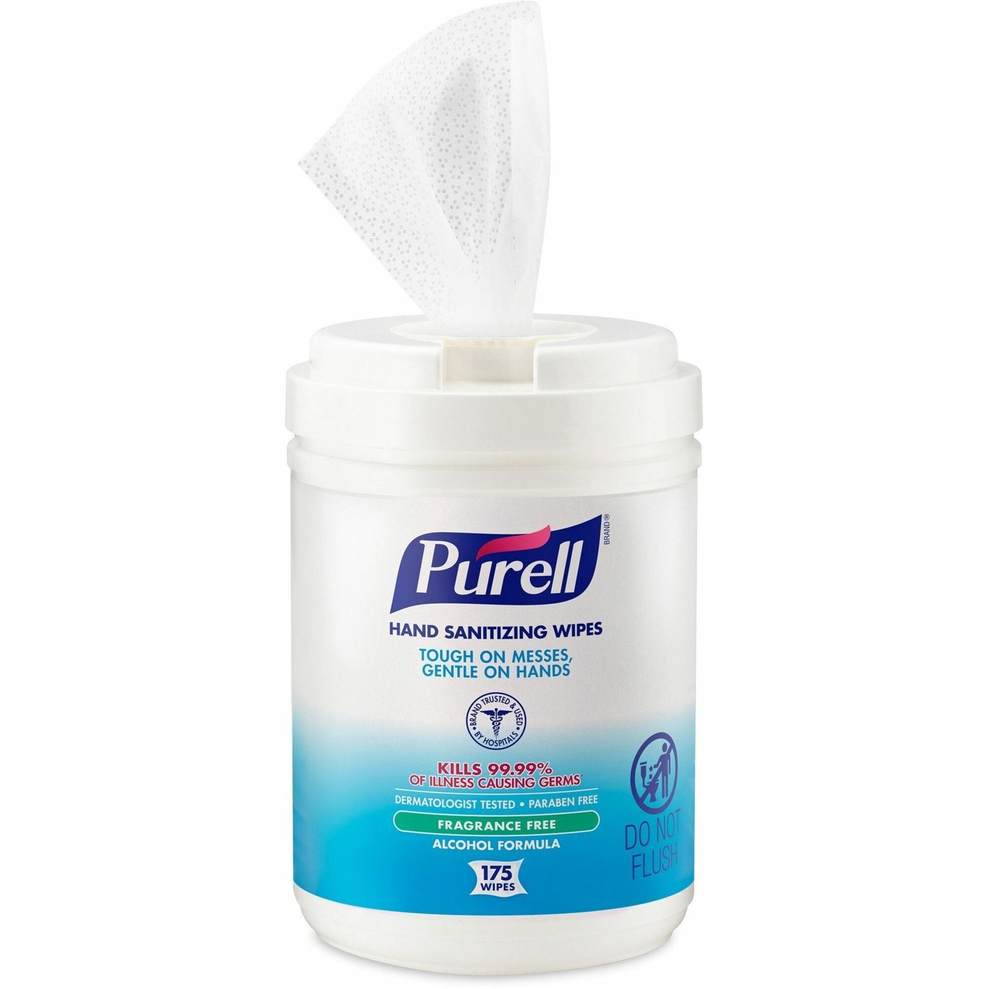 PURELL&reg; Alcohol Hand Sanitizing Wipes - 6" Width x 7" Length - White - 175/Tub - 1 Each