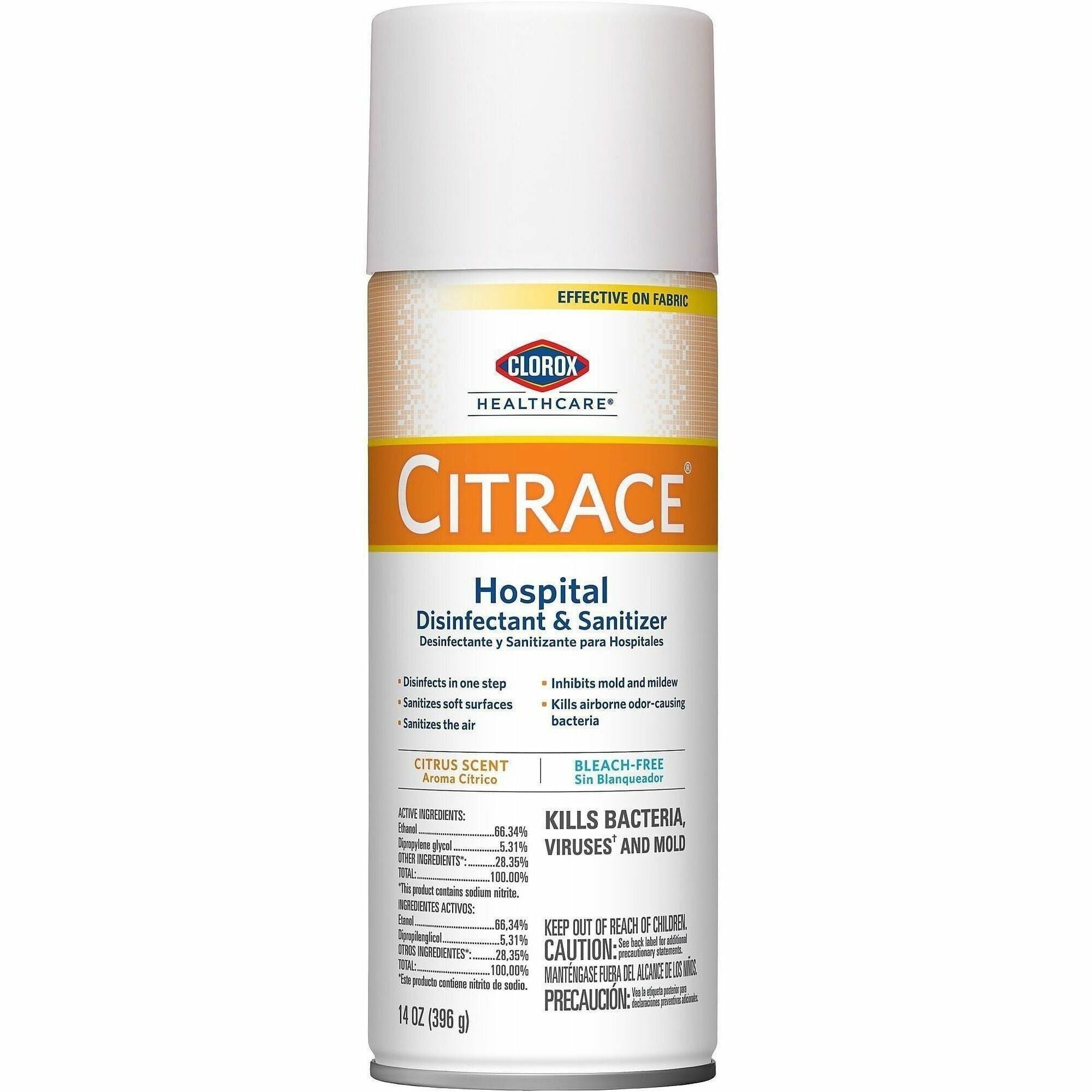 Clorox Healthcare Citrace Hospital Disinfect/Deodorizer - For Multipurpose - 14 fl oz (0.4 quart) - Fresh Citrus Scent - Recommended For: Odor Remover - Disinfectant, Deodorize, Anti-bacterial - Clear - 1 Each