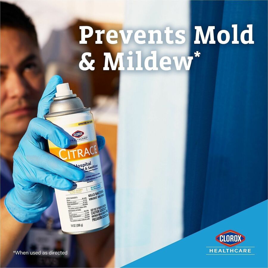 Clorox Healthcare Citrace Hospital Disinfect/Deodorizer - For Multipurpose - 14 fl oz (0.4 quart) - Fresh Citrus Scent - Recommended For: Odor Remover - Disinfectant, Deodorize, Anti-bacterial - Clear - 1 Each