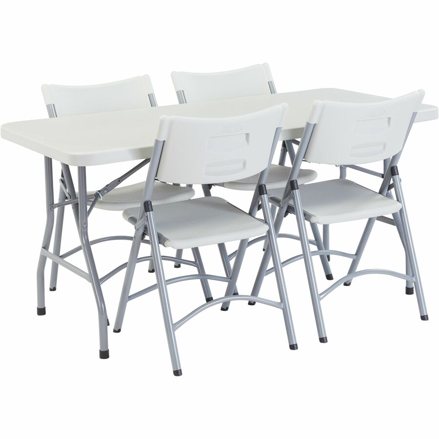 NPS® 600 Series Heavy Duty Plastic Folding Chair, Pack of 4, Surface Color: Speckled Grey, Frame Color: Textured Grey
