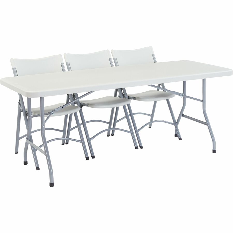 NPS® 600 Series Heavy Duty Plastic Folding Chair, Pack of 4, Surface Color: Speckled Grey, Frame Color: Textured Grey