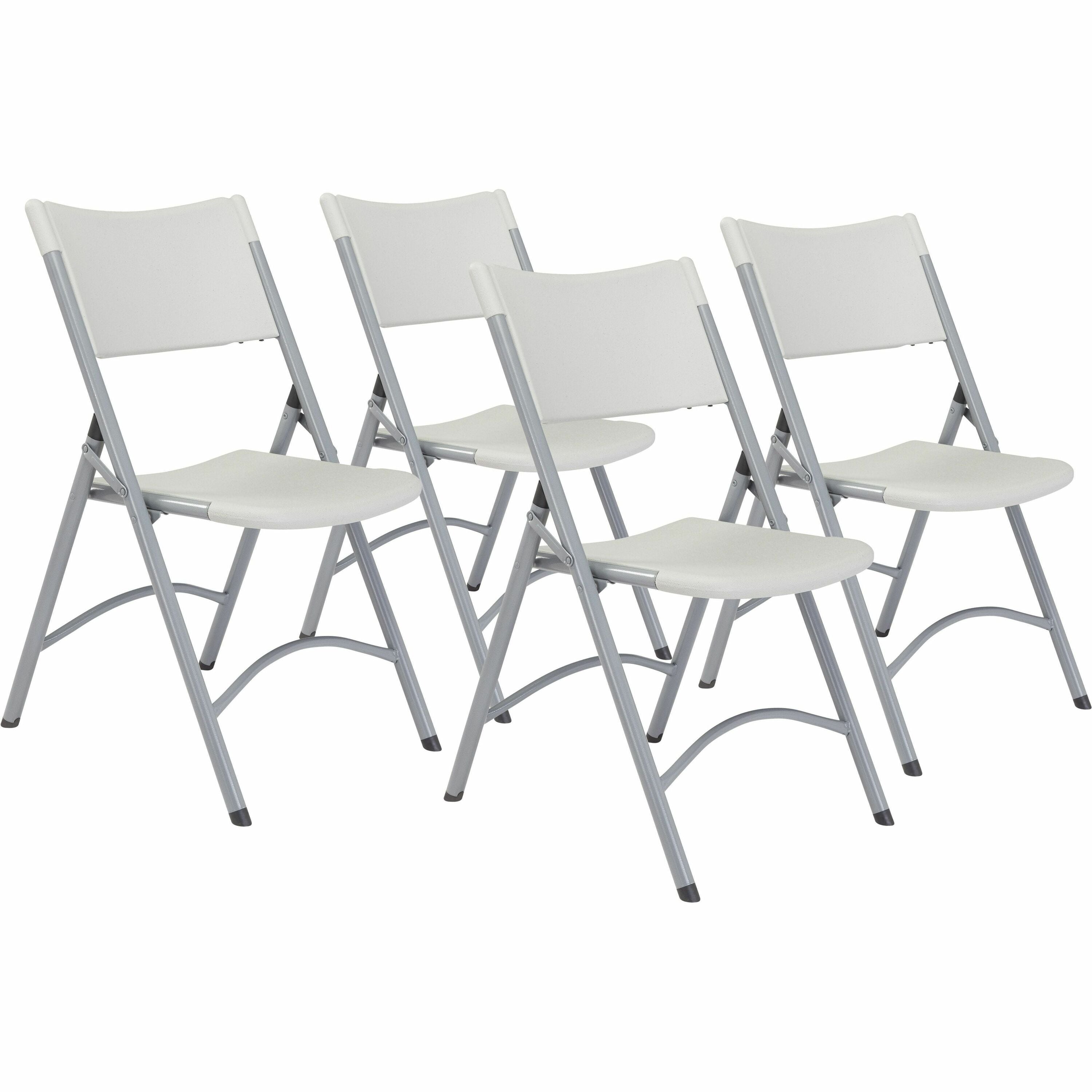 NPS® 600 Series Heavy Duty Plastic Folding Chair, Pack of 4, Surface Color: Speckled Grey, Frame Color: Textured Grey