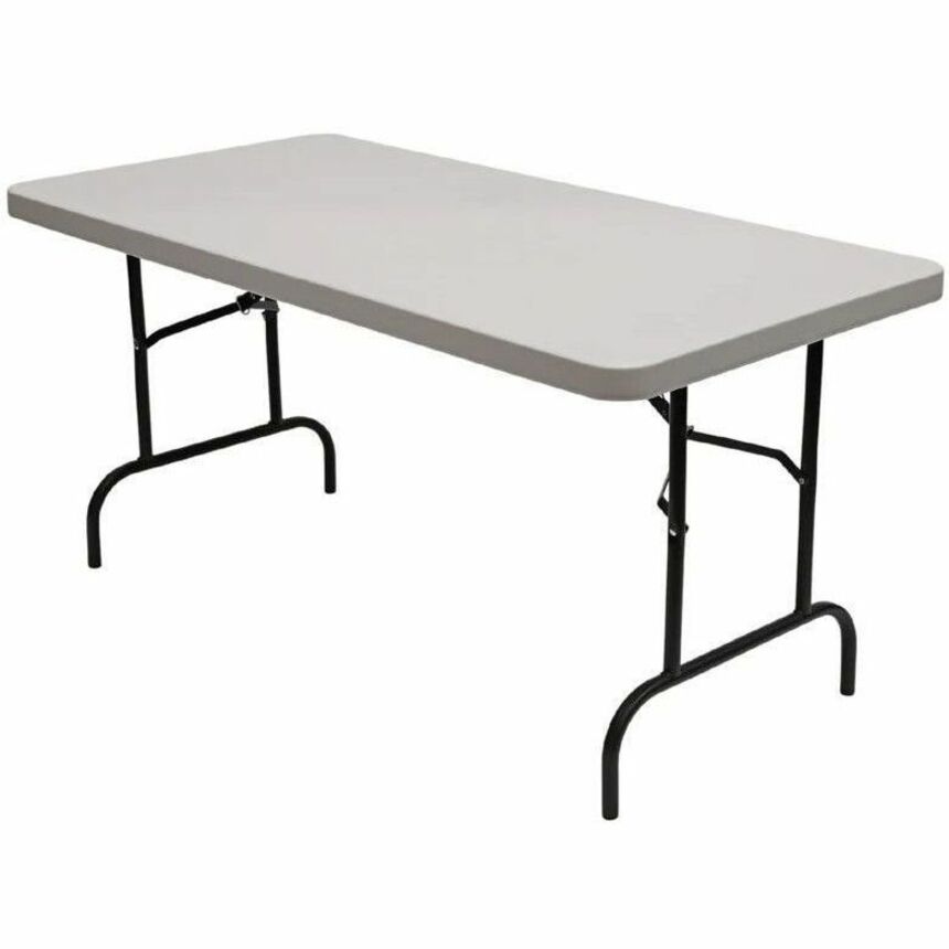 Iceberg IndestrucTable Commercial Folding Table, 60" x 30" x 2", Platinum Granite, Gray Powder-Coated Round Tube Legs, High-Density Polyethylene Top, 1000 lb Capacity, 4 Legs, 1 Each