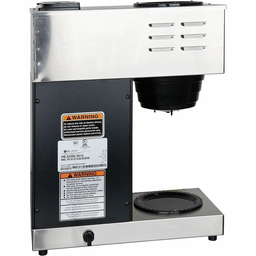 1575 W - 1.22 gal - 12 Cup(s) - Multi-serve - Black - Stainless Steel Body - Glass Carafe