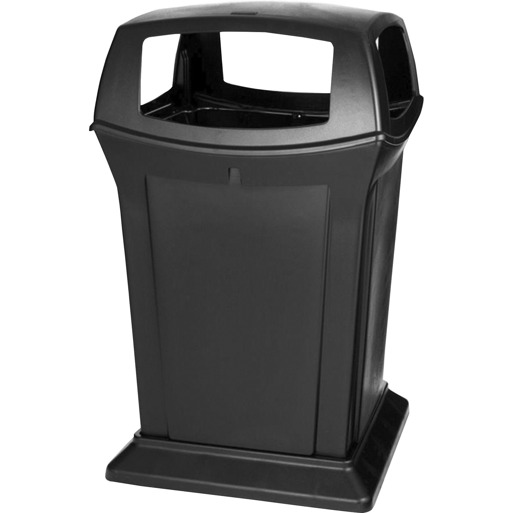 Hinged Lid - 45 gal Capacity - Rectangular - Durable, Chemical Resistant - 41.5" Height x 24.9" Width x 24.9" Depth - Black - 1 Each