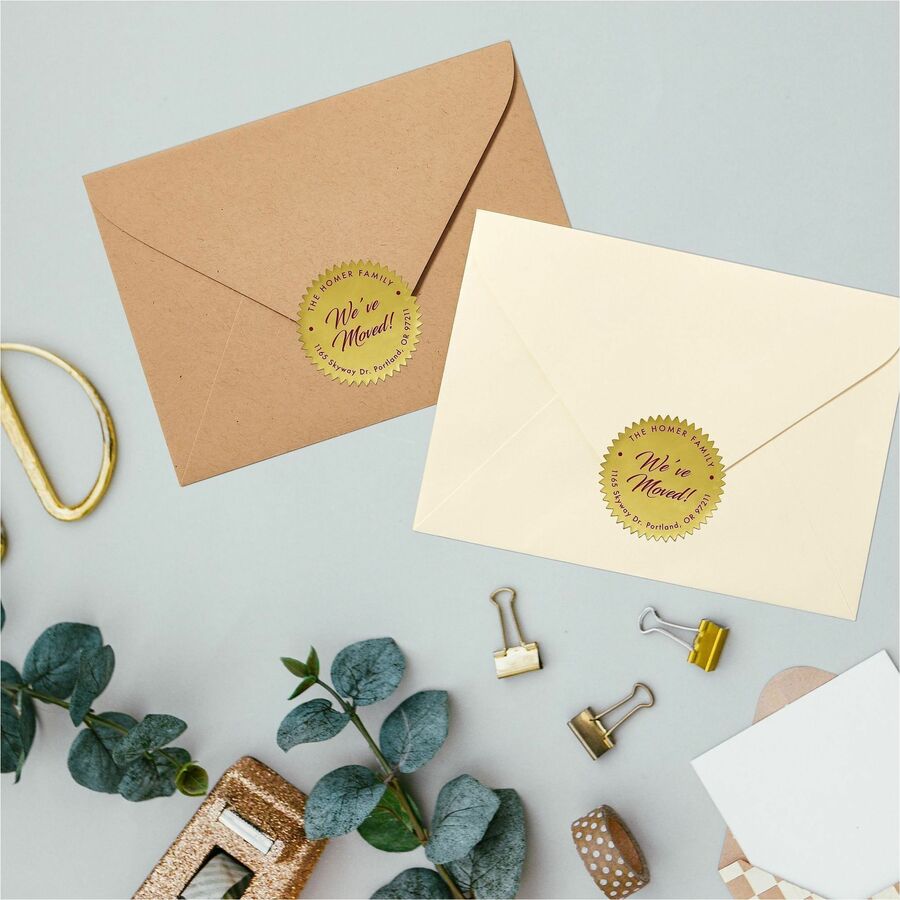 Round - 2" Diameter - Permanent - For Award, Certificate, Envelope, Legal Document - Gold - 44 / Pack