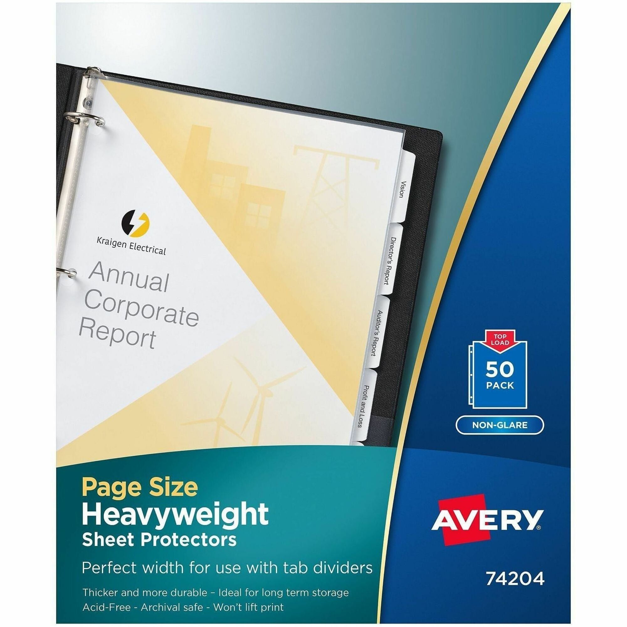 Avery&reg; Sheet Protector - 1 x Sheet Capacity - For Letter 8 1/2" x 11" Sheet - 3 x Holes - Ring Binder - Top Loading - Rectangular - Clear - Polypropylene, Plastic - 50 / Pack