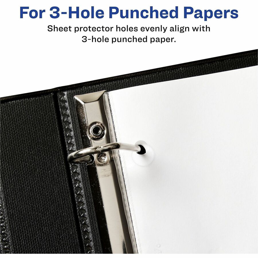 Avery&reg; Sheet Protector - 1 x Sheet Capacity - For Letter 8 1/2" x 11" Sheet - 3 x Holes - Ring Binder - Top Loading - Rectangular - Clear - Polypropylene, Plastic - 50 / Pack