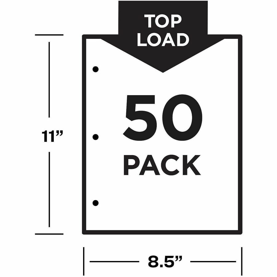 Avery&reg; Sheet Protector - 1 x Sheet Capacity - For Letter 8 1/2" x 11" Sheet - 3 x Holes - Ring Binder - Top Loading - Rectangular - Clear - Polypropylene, Plastic - 50 / Pack