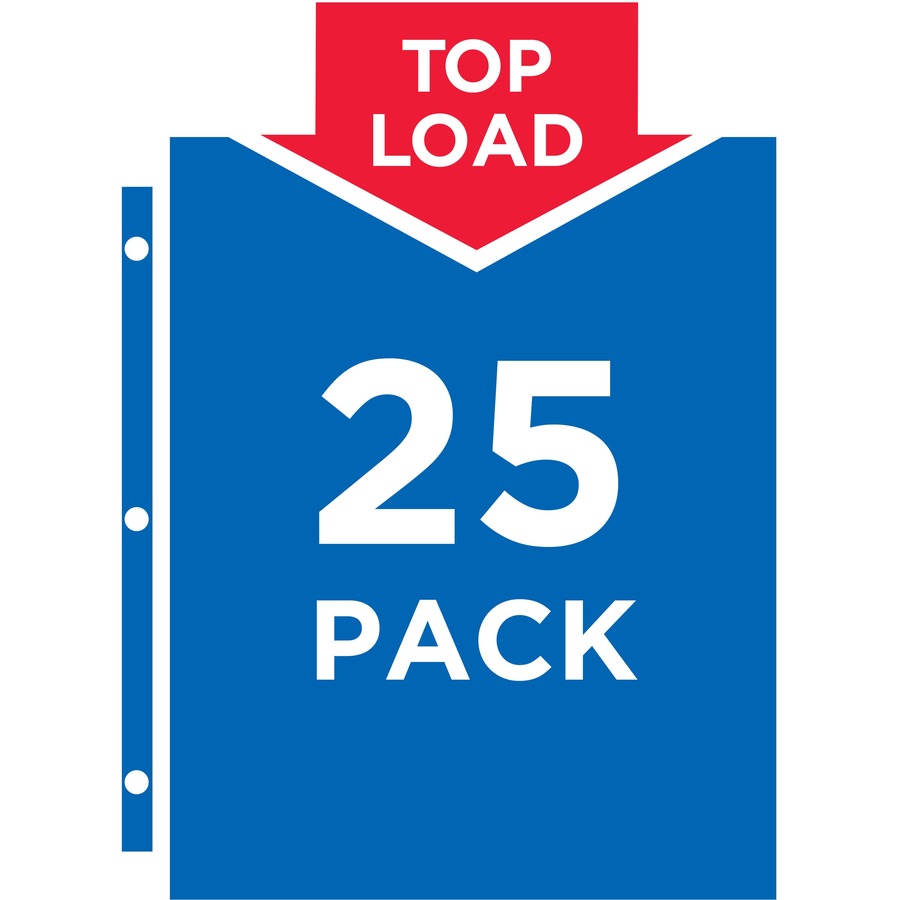 1 x Sheet Capacity - For Legal 8 1/2" x 14" Sheet - 3 x Holes - 3 x Rings - Ring Binder - Top Loading - Rectangular - Clear - Polypropylene - 25 / Pack