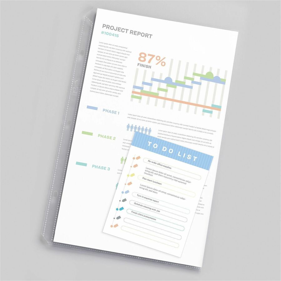 1 x Sheet Capacity - For Legal 8 1/2" x 14" Sheet - 3 x Holes - 3 x Rings - Ring Binder - Top Loading - Rectangular - Clear - Polypropylene - 25 / Pack