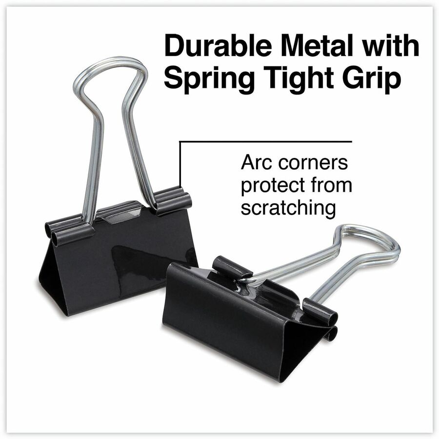 Medium - 1.3" Width - 0.63" Size Capacity - Black, Silver - Metal, Steel Wire - 24 / Pack
