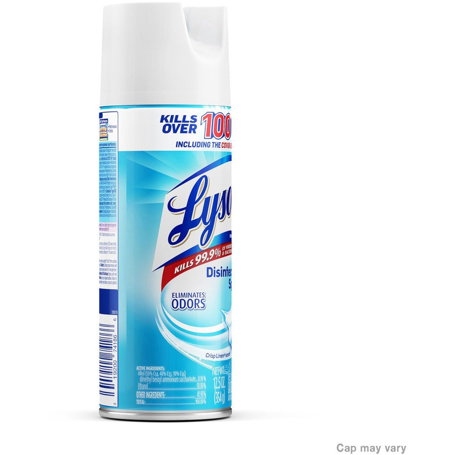 Lysol Crisp Linen Disinfectant Spray - For Nonporous Surface, Kitchen, Bathroom, Hard Surface - 12.50 oz (0.78 lb) - Crisp Linen Scent - Recommended For: Spot Remover - Disinfectant, Anti-bacterial, CFC-free - Clear - 1 Each