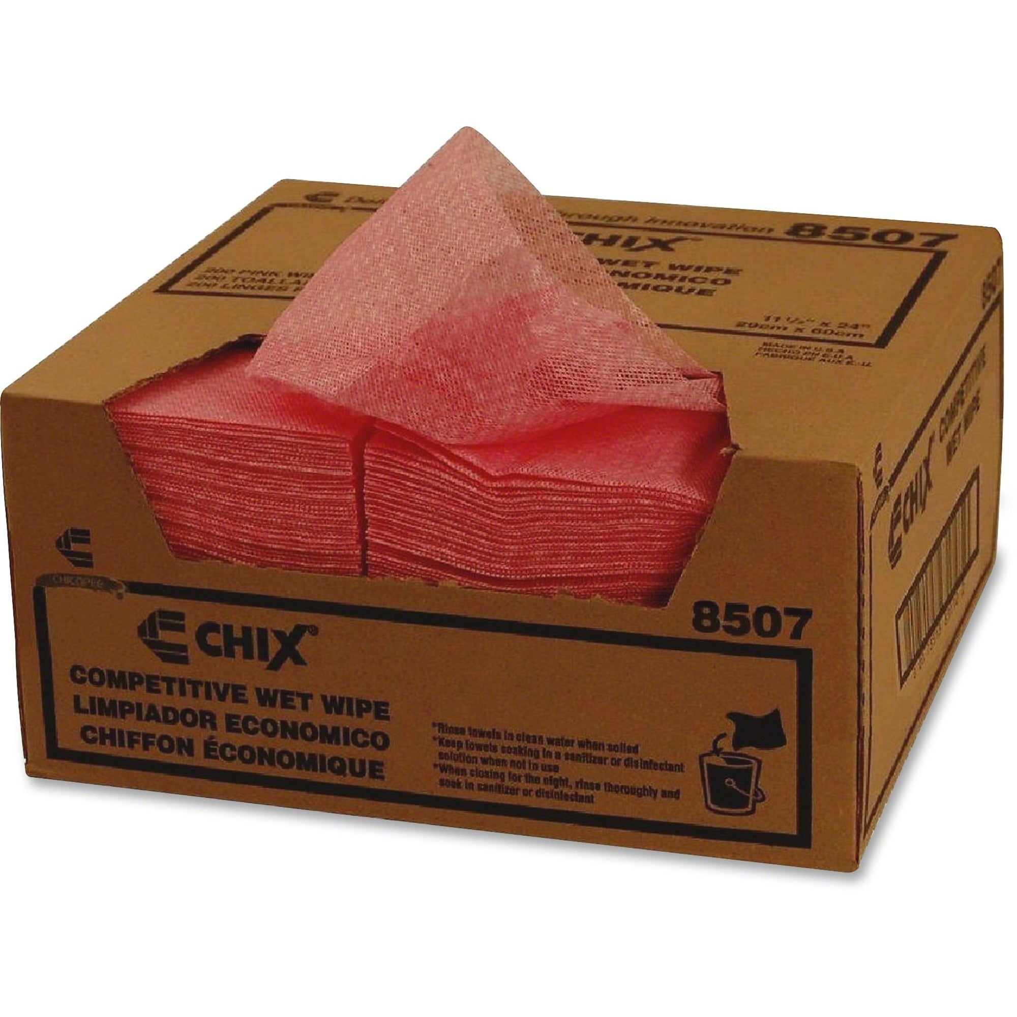 24" Length x 13.50" Width - Recommended For: Spill Remover - Reusable, Absorbent, Lightweight, Pre-moistened - Pink - 200 / Carton