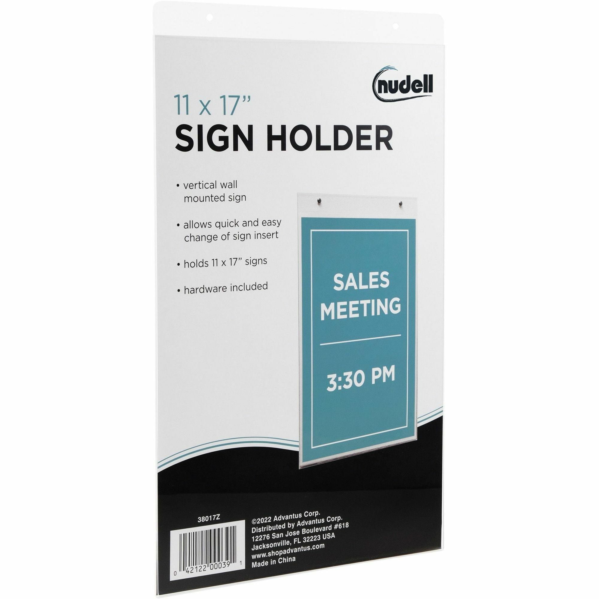 11" Width x 17" Height - Rectangular Shape - Wall Mountable - Pre-drilled - Signage, Photo, Notice - Acrylic - 1 Each