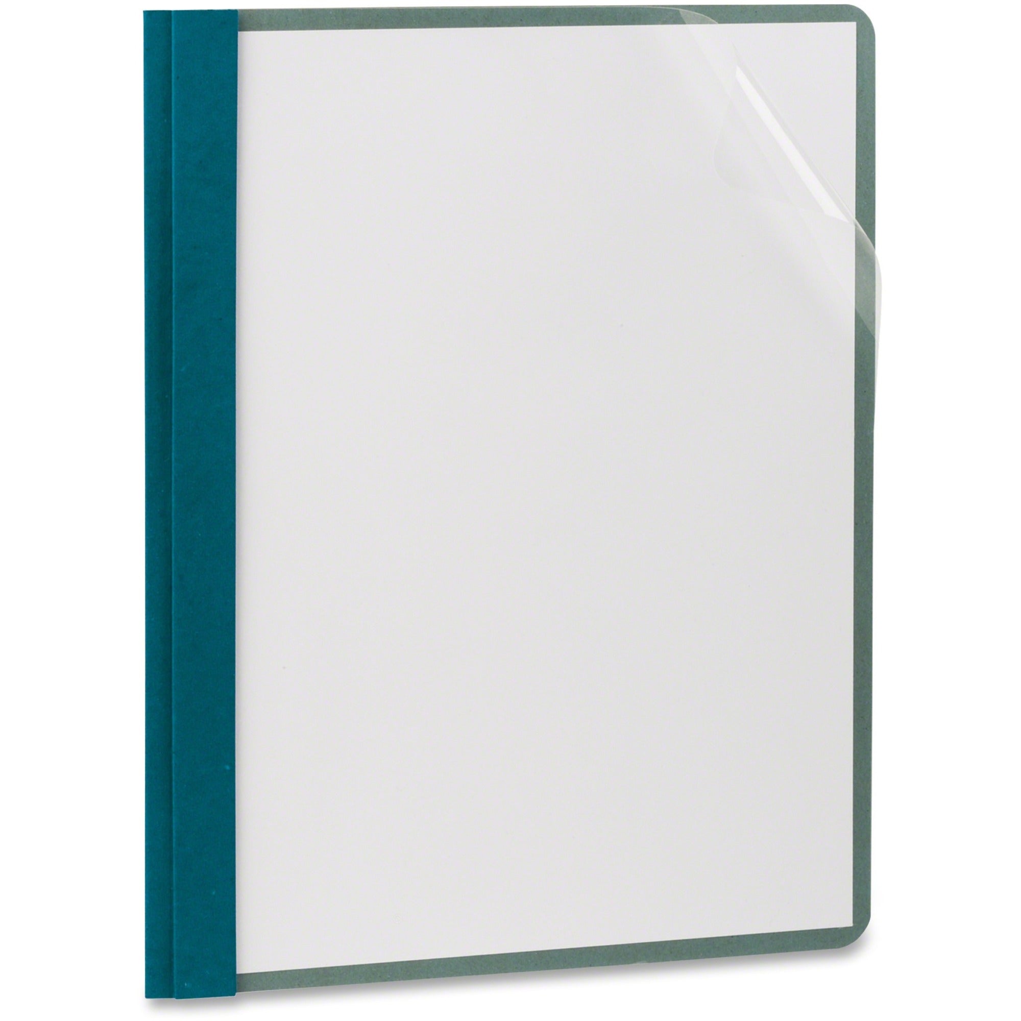 8 1/2" x 11" - 100 Sheets Capacity - 3 x Double Tang Fastener(s) - Blue - Clear Front, Sturdy, Acid-free - 100% Recycled - 25 / Box