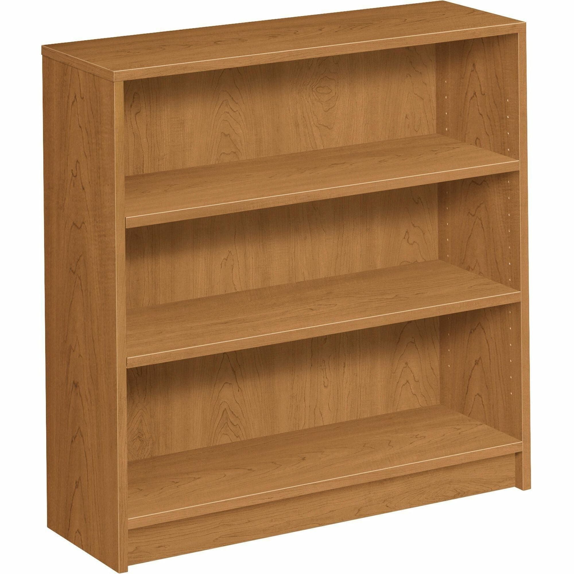 HON 1870 Series Bookcase, 3 Shelves, 36.13"H x 36"W x 11.50"D, Laminate, Harvest Finish, Hardboard, Adjustable Shelves, 1 Each