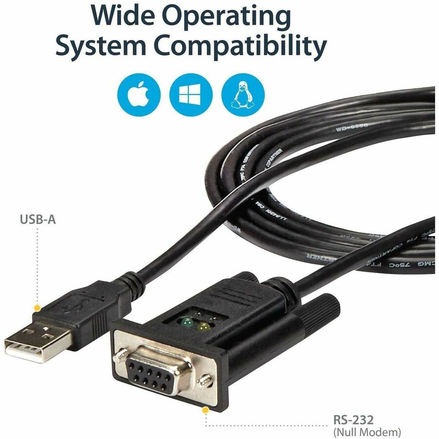 StarTech.com 1 Port USB to Null Modem RS232 DB9 Serial DCE Adapter Cable with FTDI