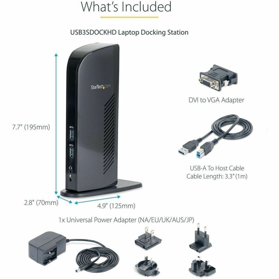 StarTech.com HDMI and DVI Dual-Monitor Docking Station for Laptops - USB 3.0