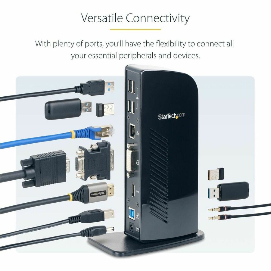 StarTech.com HDMI and DVI Dual-Monitor Docking Station for Laptops - USB 3.0