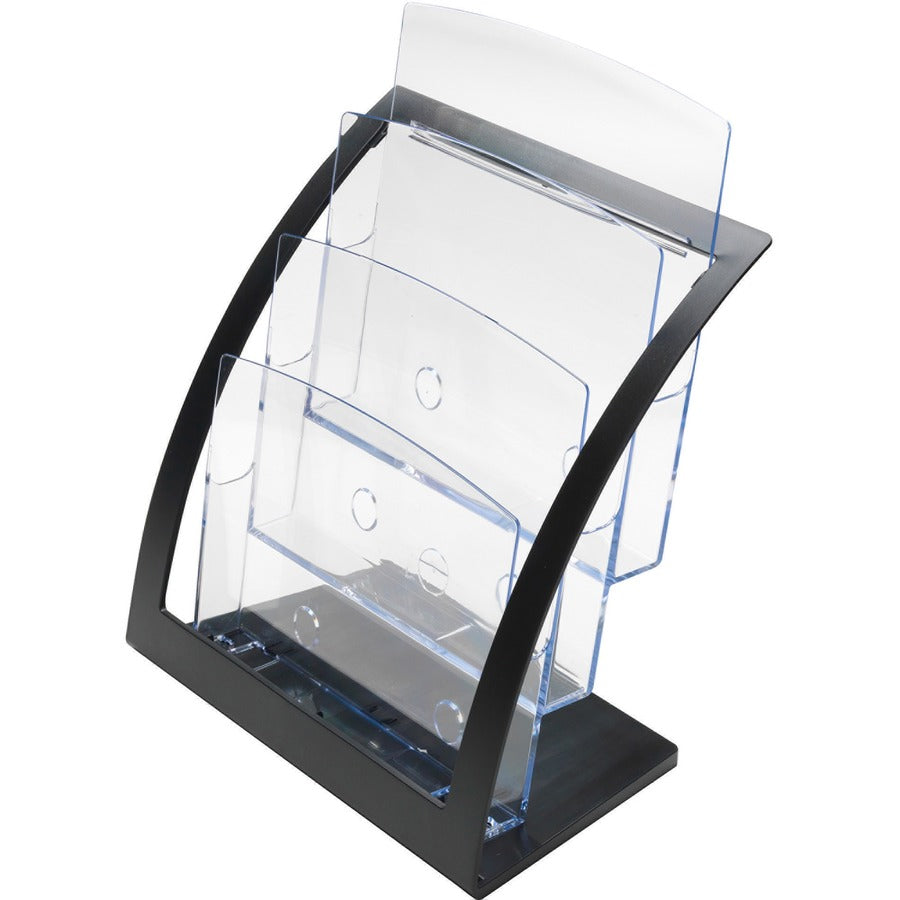 Deflecto Contemporary Literature Holder - 3 Compartment(s) - 3 Tier(s) - 13.31" Height x 11.24" Width x 6.94" Depth - Desktop, Counter - Durable, Business Card Holder - Plastic - 1 Each