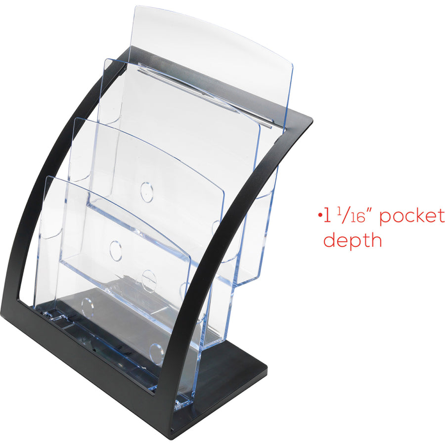 Deflecto Contemporary Literature Holder - 3 Compartment(s) - 3 Tier(s) - 13.31" Height x 11.24" Width x 6.94" Depth - Desktop, Counter - Durable, Business Card Holder - Plastic - 1 Each