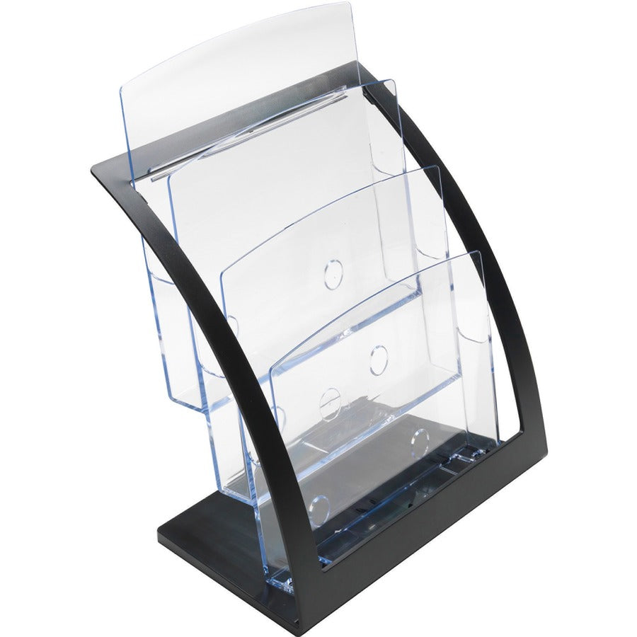 Deflecto Contemporary Literature Holder - 3 Compartment(s) - 3 Tier(s) - 13.31" Height x 11.24" Width x 6.94" Depth - Desktop, Counter - Durable, Business Card Holder - Plastic - 1 Each