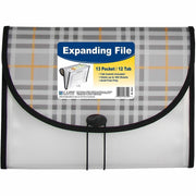 C-Line Letter Expanding File - 8 1/2" x 11" - 1 1/2" Expansion - 13 Pocket(s) - Polypropylene, Plaid - Durable, Archival-safe, Elastic Closure - 1 Each