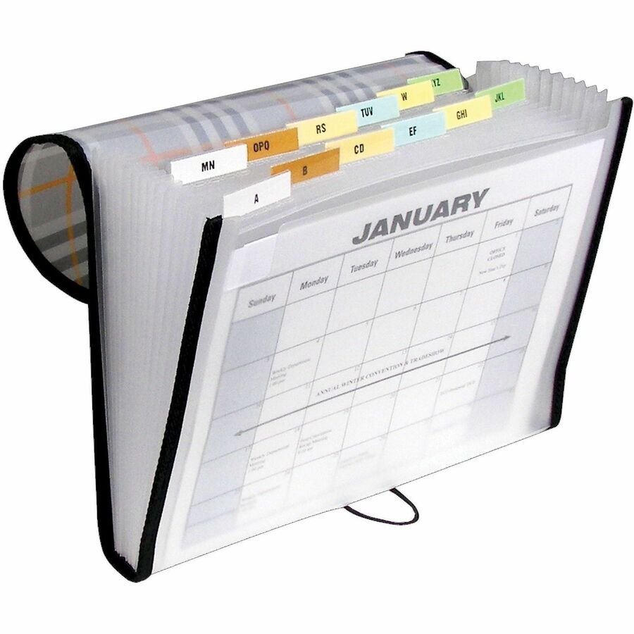 C-Line Letter Expanding File - 8 1/2" x 11" - 1 1/2" Expansion - 13 Pocket(s) - Polypropylene, Plaid - Durable, Archival-safe, Elastic Closure - 1 Each