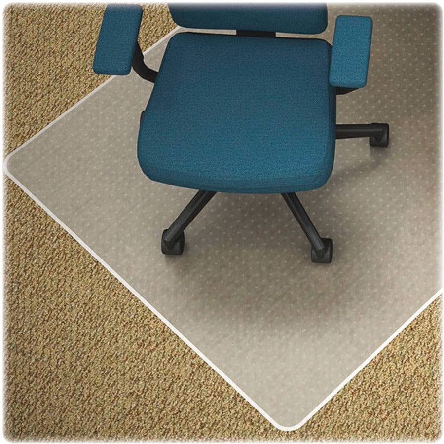 Lorell Low-pile Chairmat - Carpeted Floor - 60" Length x 46" Width x 0.112" Thickness - Rectangular - Vinyl - Clear - 1 Each