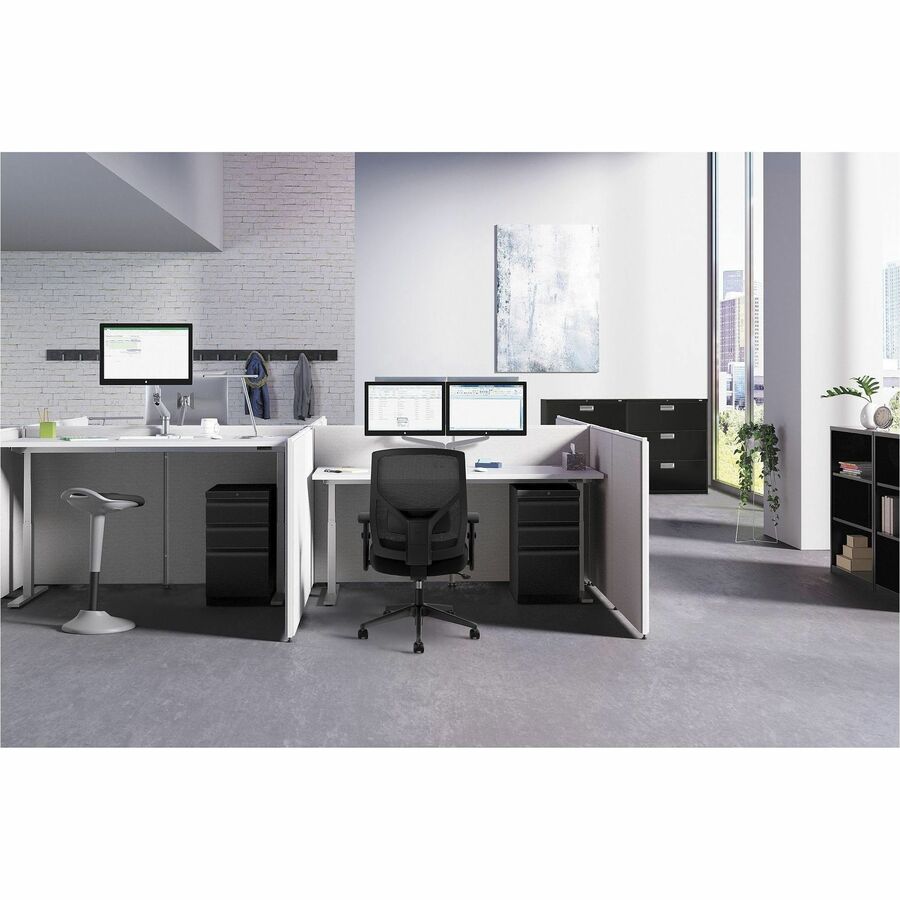 30" Width x 60" Height - Easy to Use, Upholstered, Durable, Leveling Glide, Glide - Metal, Plastic, Fabric - Light Gray, Gray - 1 Each