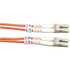 Black Box Fiber Optic Duplex Patch Cable, 3.20 ft, LC to LC, 10 Gbit/s, OM2 50/125µm, OFNR, Orange, 1 Each