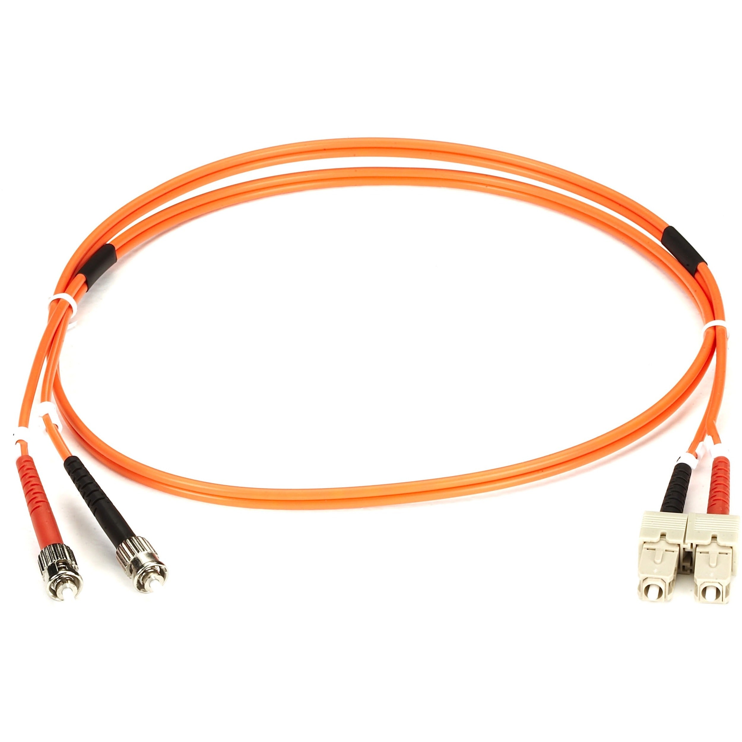 Black Box Fiber Optic Duplex Patch Network Cable, 3.20 ft, 2 x ST Male to 2 x SC Male, 10 Gbit/s, OM2 50/125 µm, OFNR, Orange, 1 Each