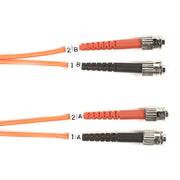 Black Box Fiber Optic Duplex Patch Cable, 3.20 ft, 2 x ST Male to 2 x ST Male, 10 Gbit/s, OM2 50/125 µm, OFNR, Orange, 1 Each
