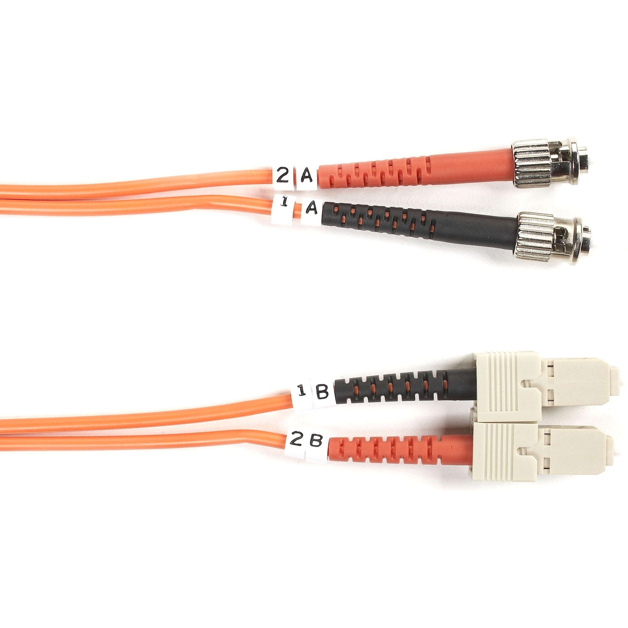 Black Box Fiber Optic Duplex Patch Network Cable, 9.80 ft, 2 x ST Male to 2 x SC Male, 10 Gbit/s, OM2 50/125µm, OFNR, Orange, 1 Each