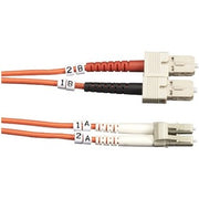Black Box Fiber Optic Duplex Patch Network Cable, 32.80 ft, 2 x SC Male to 2 x LC Male, 10 Gbit/s, OM2 50/125 µm, OFNR, Orange, 1 Each