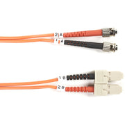Black Box Fiber Optic Duplex Patch Cable, 32.80 ft, 2 x ST Male to 2 x SC Male, 10 Gbit/s, OM2 50/125 µm, OFNR, Orange, 1 Each
