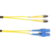 Black Box Fiber Optic Duplex Patch Network Cable, Single-Mode, 9/125 µm, 3.20 ft, 2 x ST Male to 2 x SC Male, 10 Gbit/s, OFNR, Yellow, 1 Each