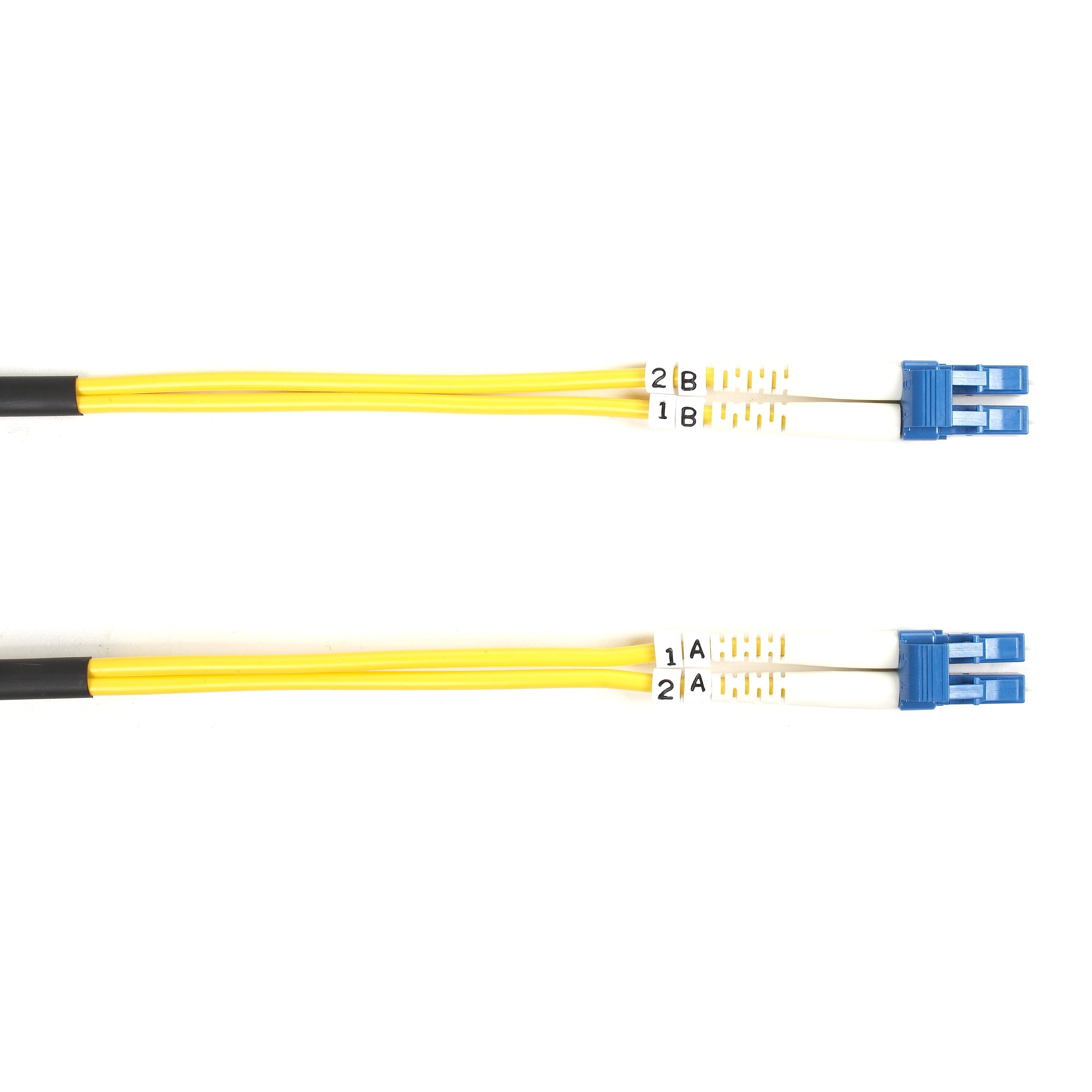 Black Box Fiber Optic Duplex Patch Network Cable, Single-Mode, 9/125 µm, LC to LC, 6.50 ft, Yellow, OFNR Jacket, 10 Gbit/s, 1 Each