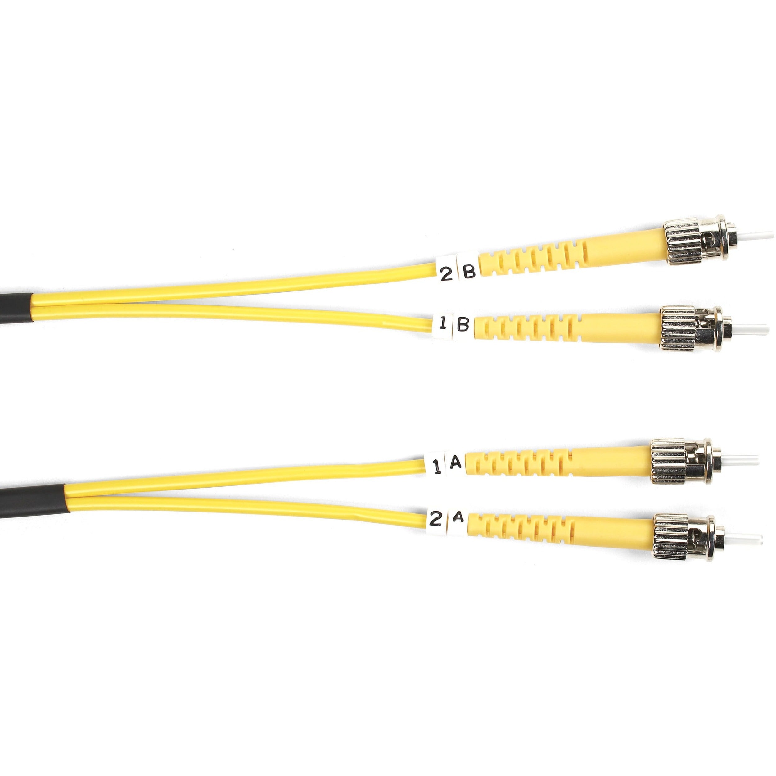 Black Box Fiber Optic Duplex Patch Network Cable, Single-Mode, 6.50 ft, 2 x ST Male to 2 x ST Male, 10 Gbit/s, OFNR, Yellow, 1 Each