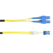 Black Box Fiber Optic Duplex Patch Network Cable, 9.80 ft, Single-Mode 9/125 µm, SC to LC Male, 10 Gbit/s, OFNR, Yellow, 1 Each