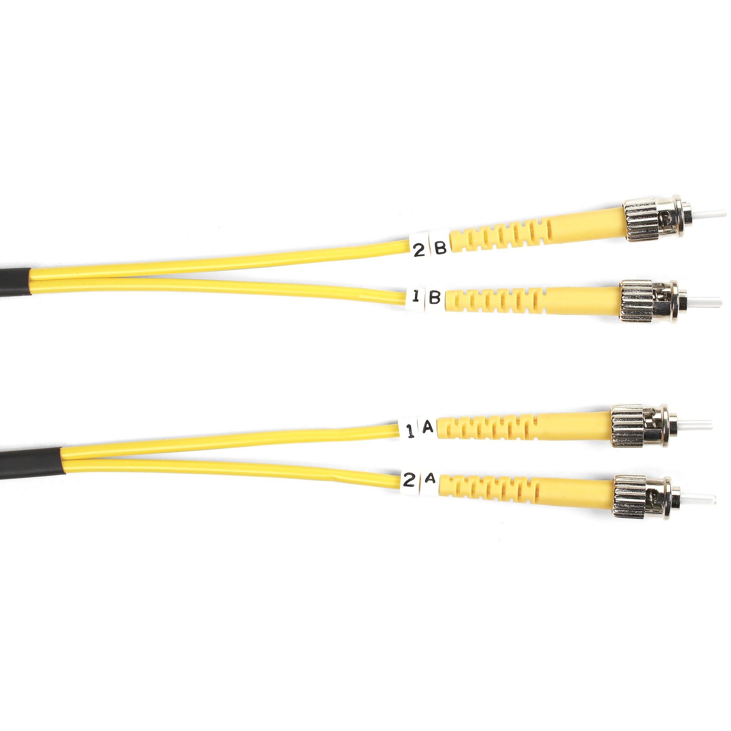 Black Box Fiber Optic Duplex Patch Network Cable, Single-Mode, 9.80 ft, 2 x ST Male to 2 x ST Male, 10 Gbit/s, OFNR, Yellow, 1 Each