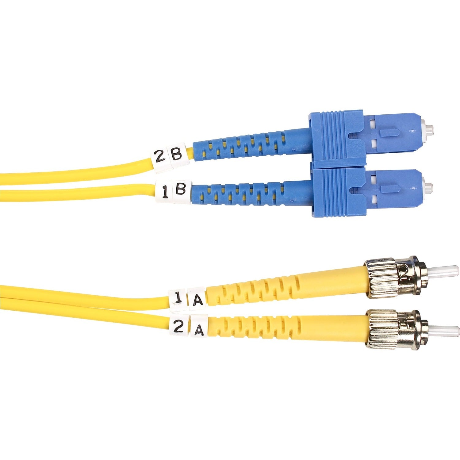 Black Box Fiber Optic Duplex Patch Network Cable, 16.40 ft, Single-Mode 9/125 µm, ST to SC Male Connectors, OFNR Jacket, Yellow, 1 Each