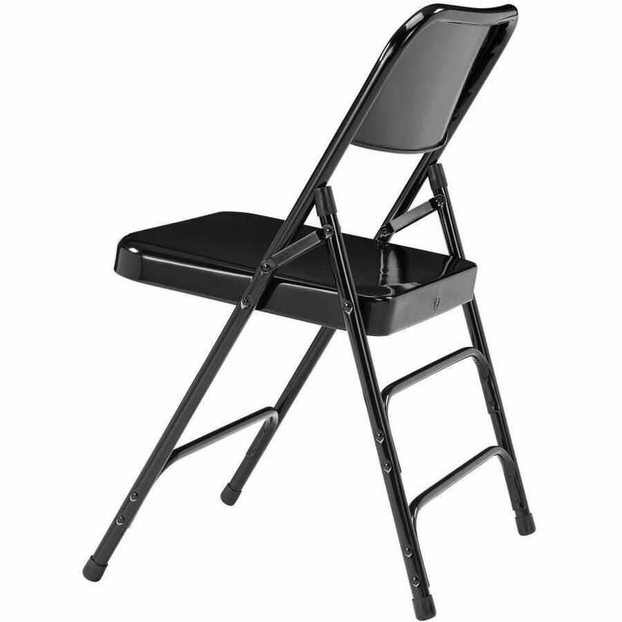 NPS® 300 Series Deluxe All-Steel Triple Brace Double Hinge Folding Chair, Pack of 4, Surface Color: Black, Frame Color: Black